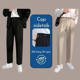 Quần Âu Ống Rộng Baggy Nam Đen Basic Phong Cách Hàn Quốc Cho Vải Co Giãn, Không Xù-V01