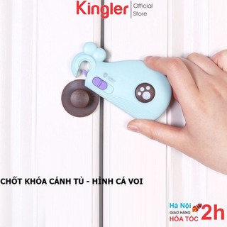 Chốt Cánh Tủ, Khóa Chốt An Toàn, Khóa Tủ Đa Năng, Khóa Cá Voi, Khóa Chốt Hình Chú Cá Voi Cực Dễ Thương, Kingler 3108