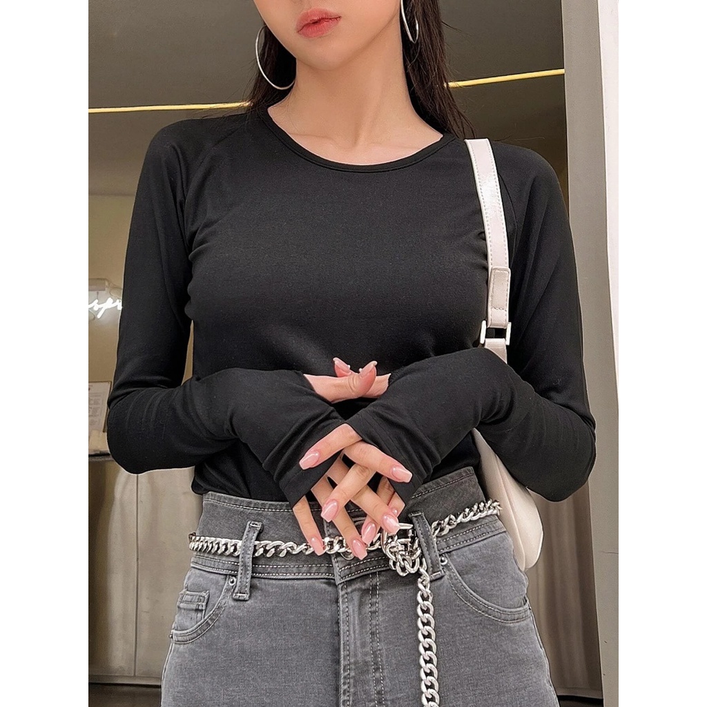 Áo Thun Borip Bodysuit Cổ Tròn Tay Dài Dành Cho Nữ Đáng Yêu TTKXA0492