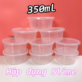 Combo 3/5/10 hộp đựng slime 350 ml - hũ dẹt đựng slime size l - nguyên liệu làm slime