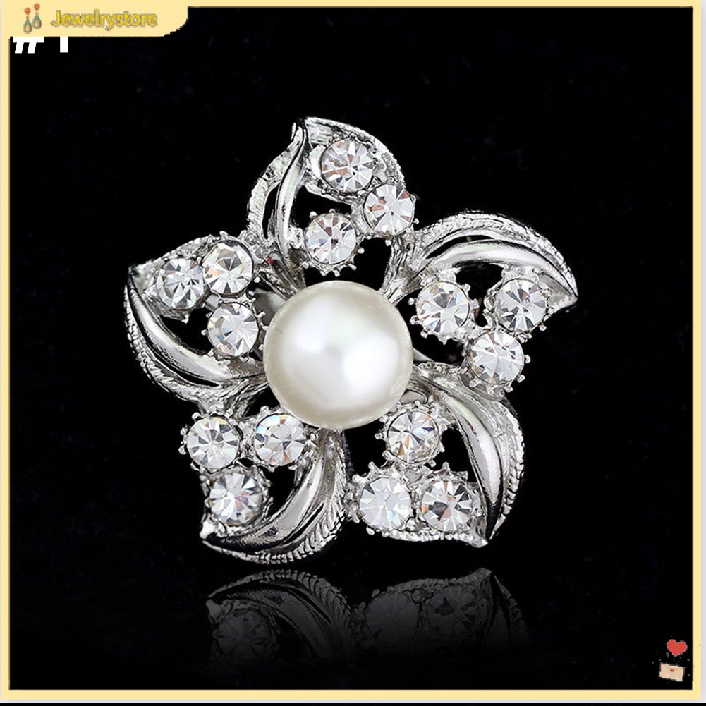 Ghim cài áo kim loại đính kim cương và ngọc trai giả thời trang cho nữ