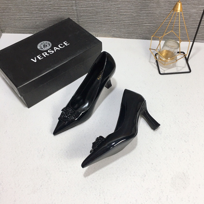 %VERSACEGiàyCaoGótMũiNhọnMàuĐenmedusaCao7cmChoNữ