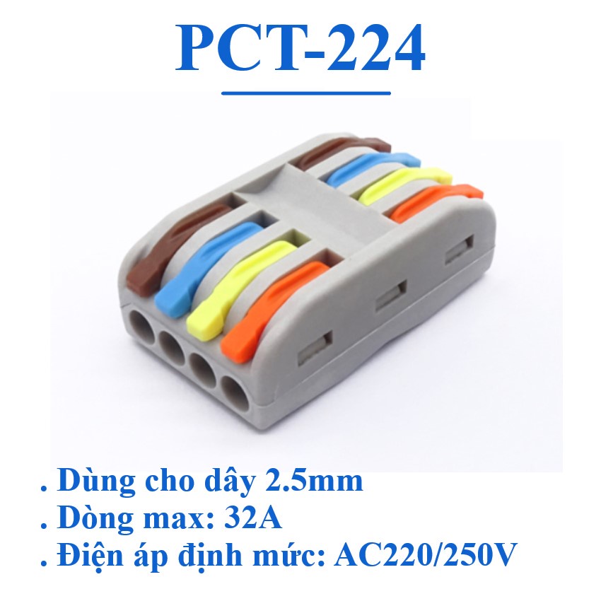 Cút nối dây điện nhanh  đầu nối dây điện nhanh cho đèn LED  0.8 đến 4mm PCT2-2, PCT212