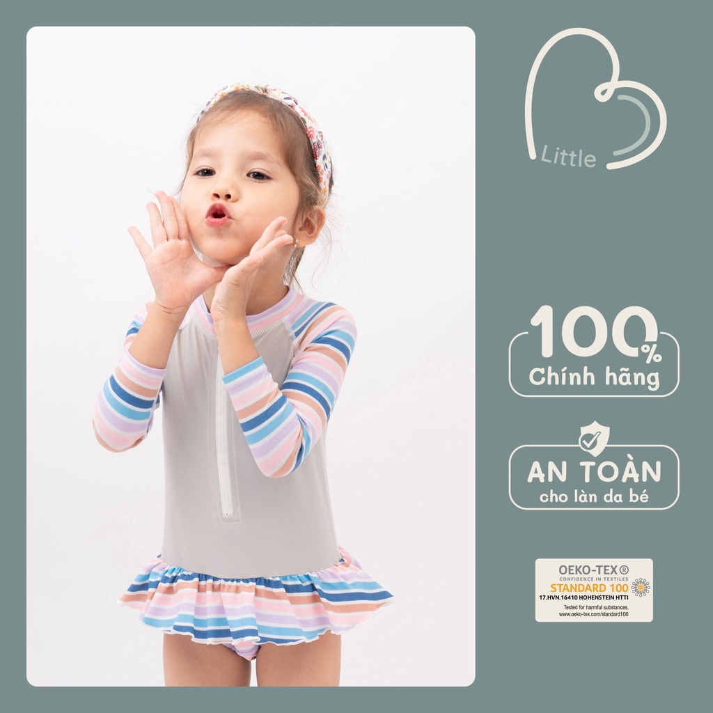 Bộ bơi liền dài tay bé gái BU AQUA