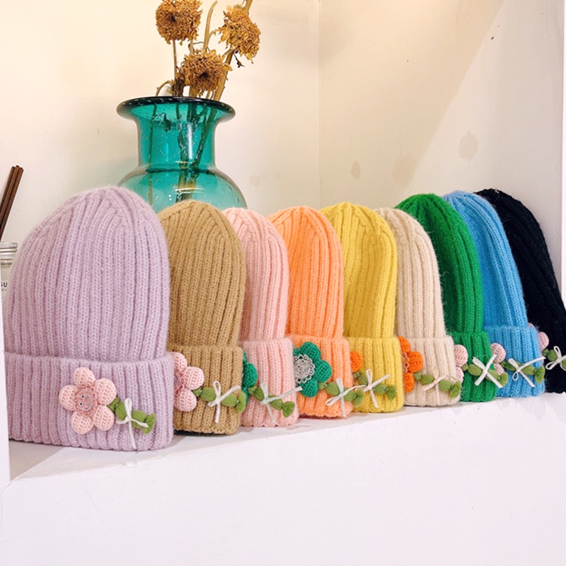 Mũ Len Dày Dặn Màu Sắc Ngọt Ngào Dễ Thương Cho Bé Gái