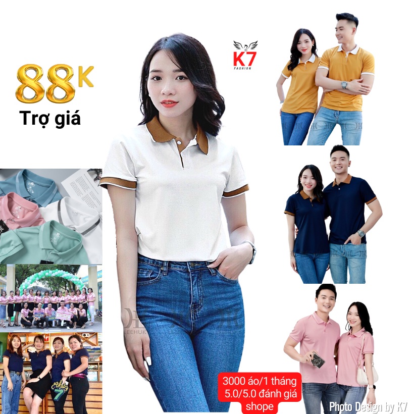 Áo polo nữ Đôi nam nữ Đồng phục K7 FASHION 2022 áo thun có cổ vải cotton cá sấu thoáng mát