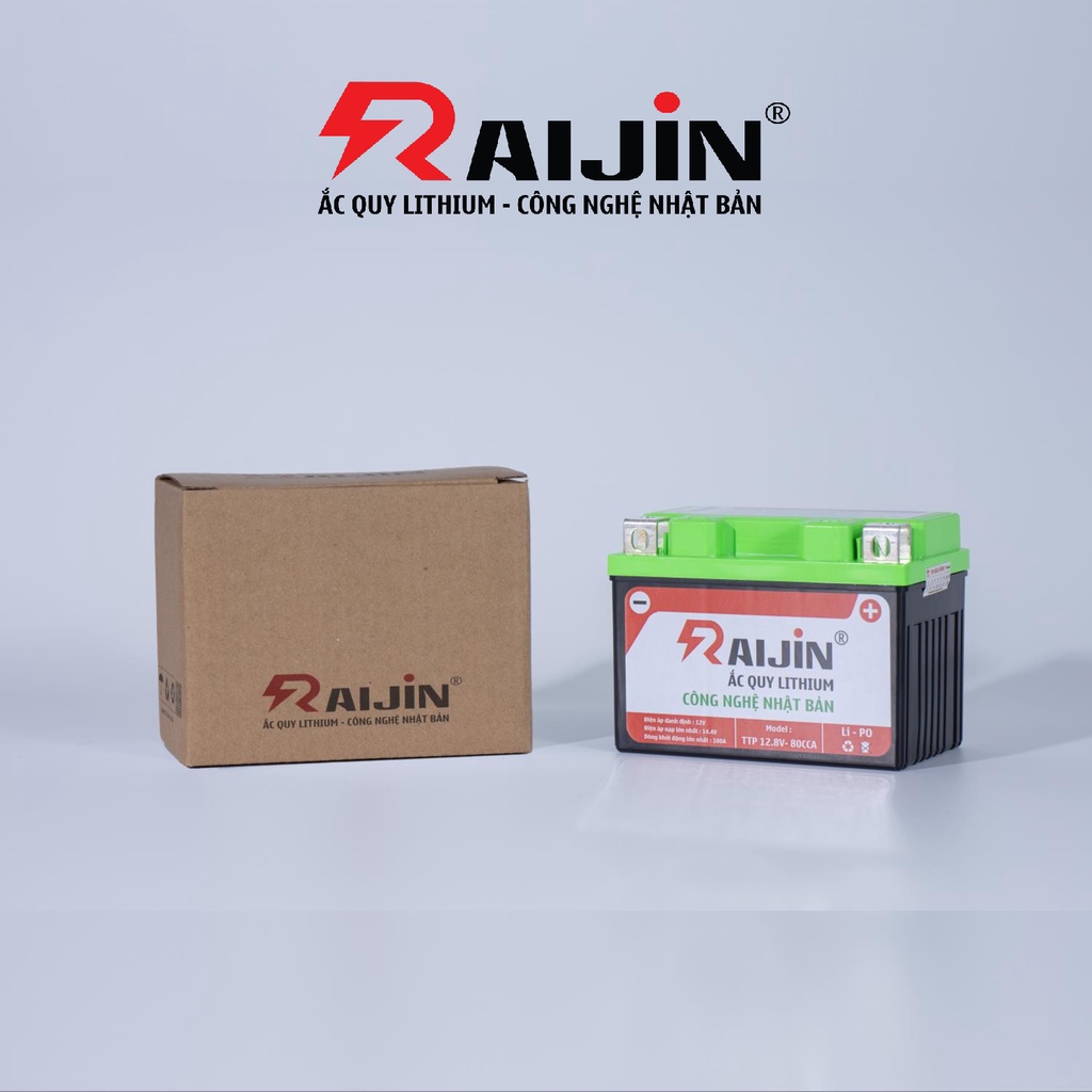 Bình ắc quy xe máy lithium RAIJIN Standard S công nghệ Nhật Bản điện áp 12v-4ah, tuổi thọ dài lâu, thân thiện môi trường