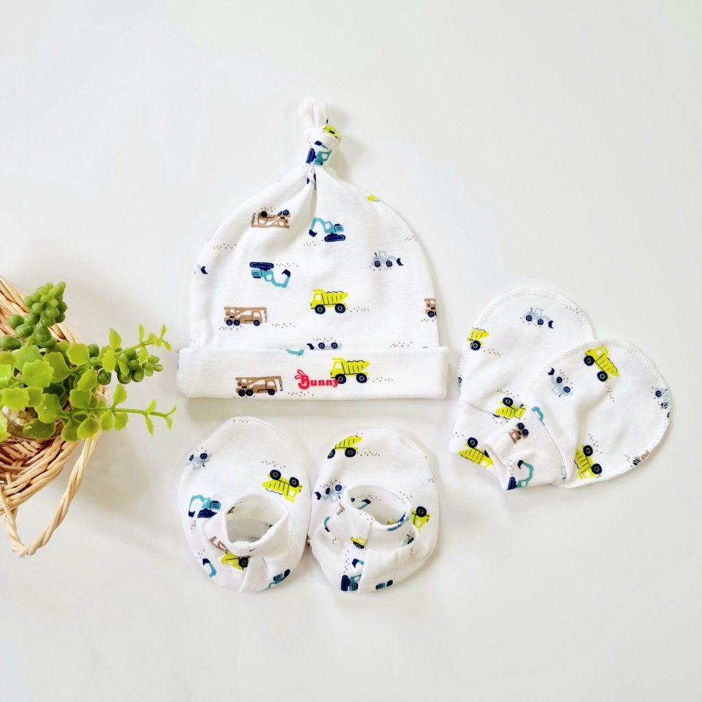 Set Mũ Vớ Bunny⚡️FREE SHIP⚡️Combo 3 Sản Phẩm Bunny Mũ Vớ Tay Vớ Chân Cho Bé Sơ Sinh Dùng Che Thóp Và Giữ Ấm Chân Tay Bé