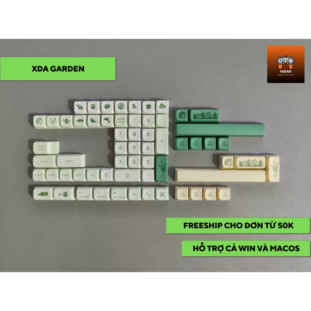 Keycap PBT Matcha Garden XDA in dyesub 142 nút cho bàn phím cơ layout 108/104/98/87/84/75/68/64/61
