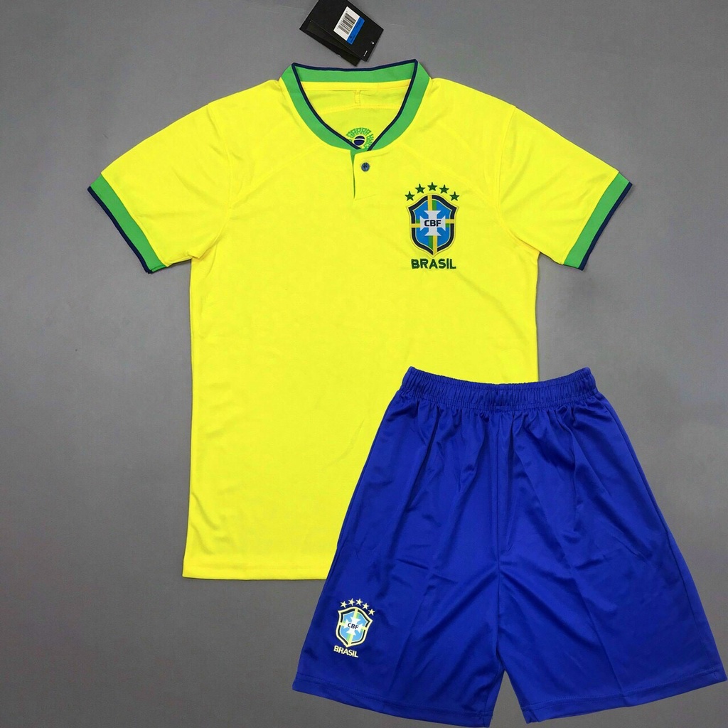 Bộ Quần Áo Bóng Đá Đội Tuyển Brazil (Thái Super) Mới Nhất 2022-2023 (Miễn Phí In Tên Số ) - Quần Áo Đá Banh Mới Nhất