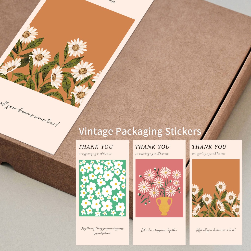 Sticker Nhãn Dán Seal Đóng Hộp Tem Cảm Ơn Thank You Vintage (Bán Lẻ 1 Tấm)
