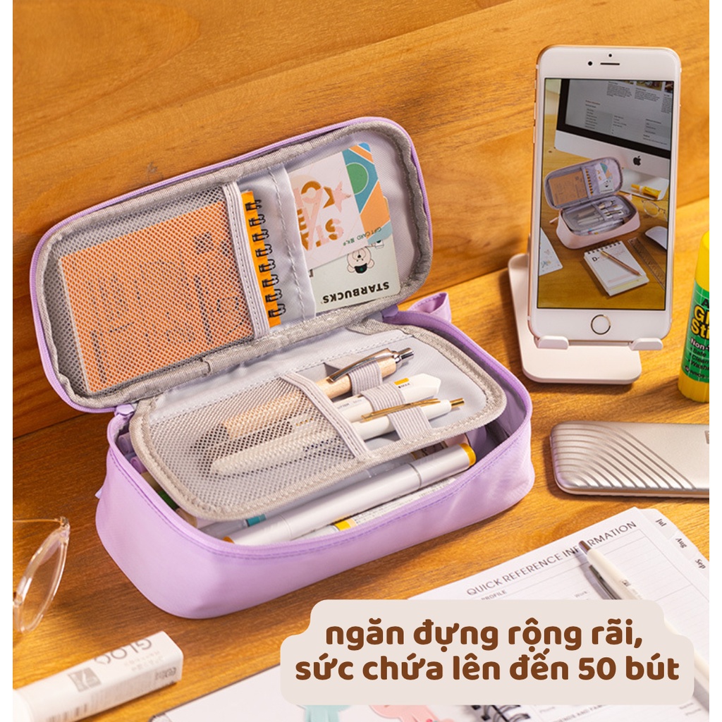 Hộp bút vải đa năng ANGOO - DOUBLE LAYER