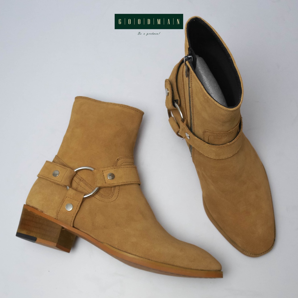 Giày da nam da lộn, cổ cao GOODMAN Harness Boots Tobaco GM HA-TO