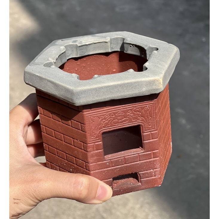 Bếp gốm Mini lục giác - nấu ăn mini - miniature cooking - Bếp vuông