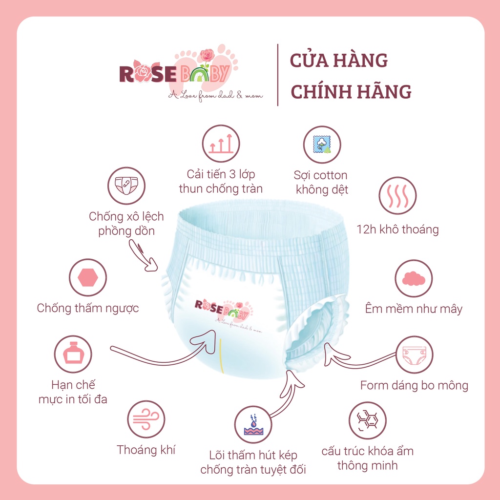 Thùng Bỉm Quần Rose Baby M120