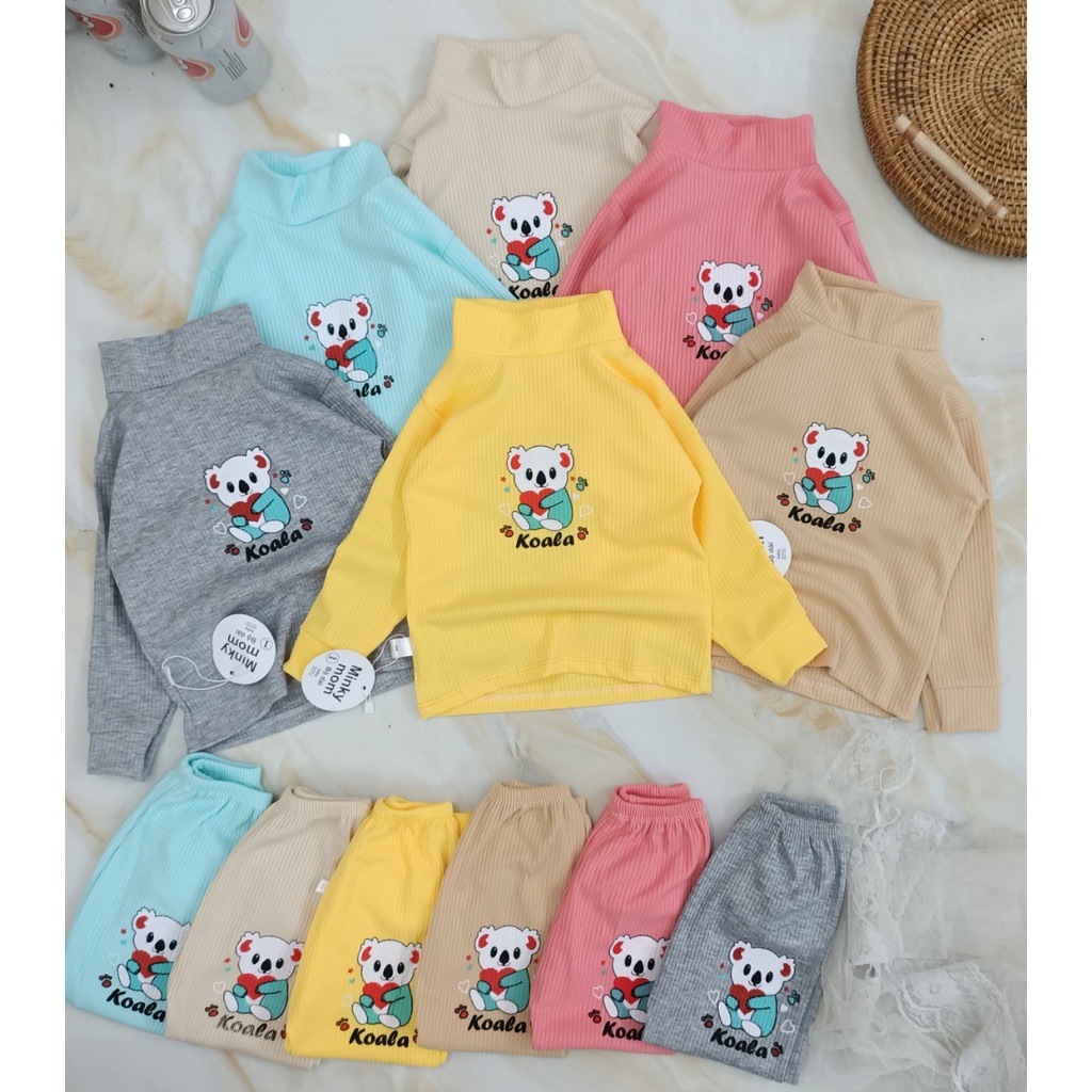 [A80 - Nhiều Mẫu, Mềm Ấm] Bộ Len Tăm Dài Tay Cổ 3 Phân Minky Mom Cho Bé Trai Bé Gái Bé Gái