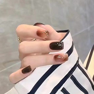 Hộp 24 móng tay giả màu nâu nhạt r643