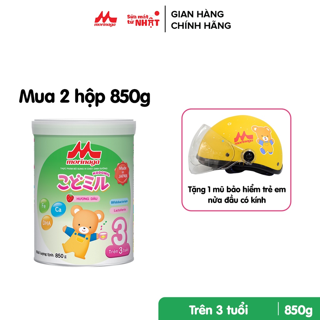 Combo 2 Lon Sữa Morinaga Kodomil số 3 Nhật Bản 850g Đề Kháng Tốt, DHA, Ca Trên 3 Tuổi Chính Hãng