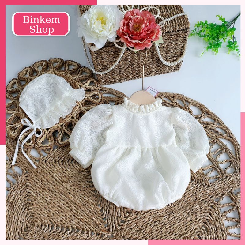 Váy Bé Gái Sơ Sinh BINKEMSHOP. Body Đầy Tháng Rèn Nhật Cho Bé Tặng Kèm Mũ. Bodysuit Cho Bé Sơ SInh 0 12 Tháng
