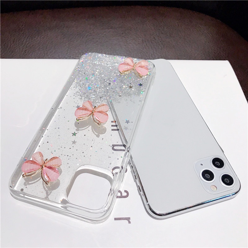 Ốp lưng Xiaomi Redmi Note 13 12 11 11S Pro Pro+ Plus 4G 5G Redmi 13C 12 12C MI 13T POCO X6 X5 X3 MFC M6 Pro M5S C65 Glitter Crystal Three Butterflies Soft TPU Case