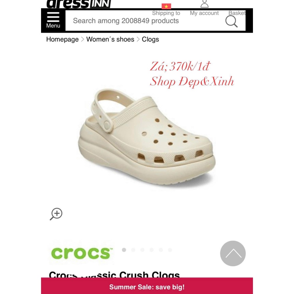 sục crocs Crush trơn xuất xịn 6 màu