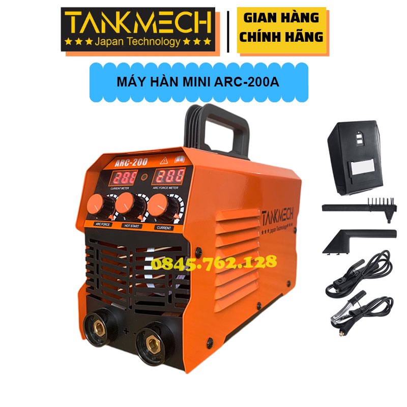 Máy Hàn Điện Tử Mini ARC-200A Công Nghệ Châu Âu Bảo Hành 1 Năm Kèm Bộ Phụ Kiện Kìm Hàn, Kẹp Mát, Mặt Nạ, Chổi Gõ Sỉ