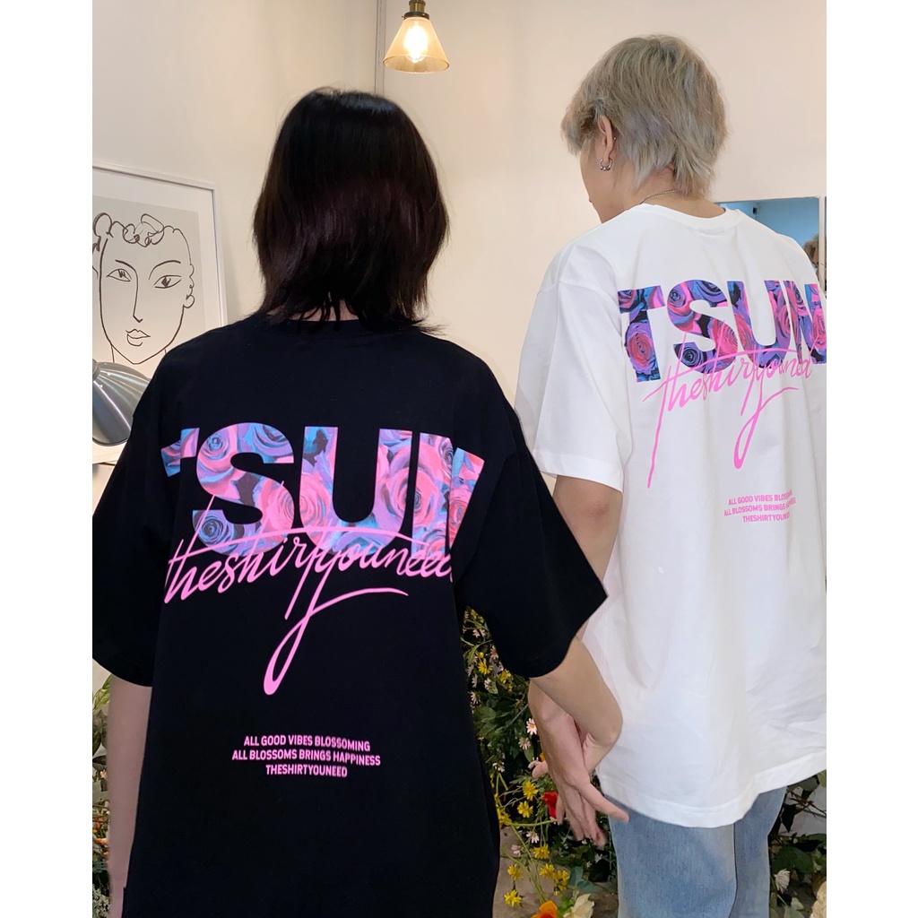 Áo Thun TSUN Flower - In Kéo Lụa - [UNISEX] - 2 Màu