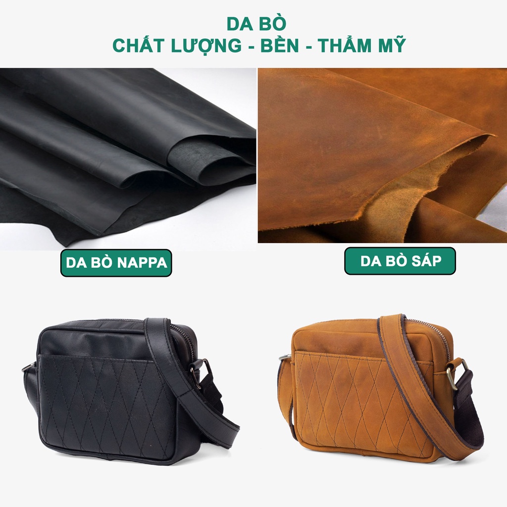 Túi đeo chéo nam da bò Saturn DC111 - Bụi leather - Bảo hành 12 tháng