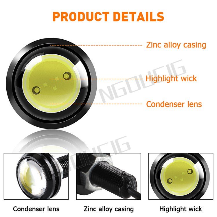 NGOUCIG Đèn LED tín hiệu kiểu mắt chim ưng 12v 18mm 23mm dành cho chạy xe máy vào buổi sáng Tự động