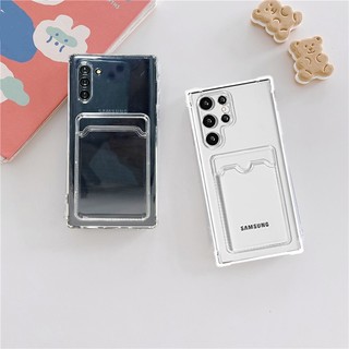 Ốp Điện Thoại Dẻo Trong Suốt Chống Sốc Kèm Ngăn Đựng Thẻ Cho Samsung Galaxy Note 10 Plus 20 J2 J7 Prime M31S M51