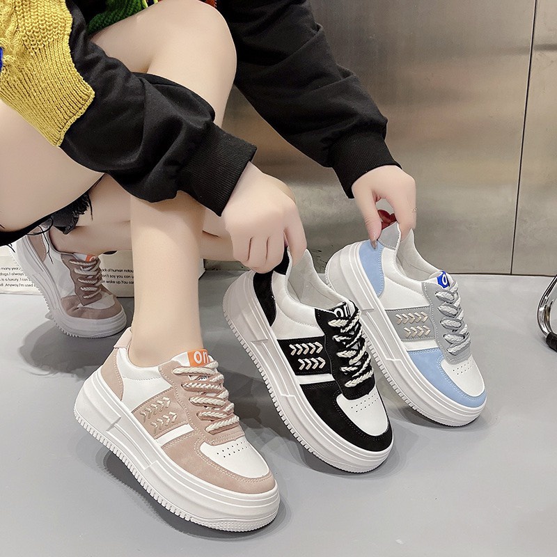 Giày sneaker nữ đế độn 3 màu basic phối màu trẻ trung năng động Hàn Quốc FLORA G37
