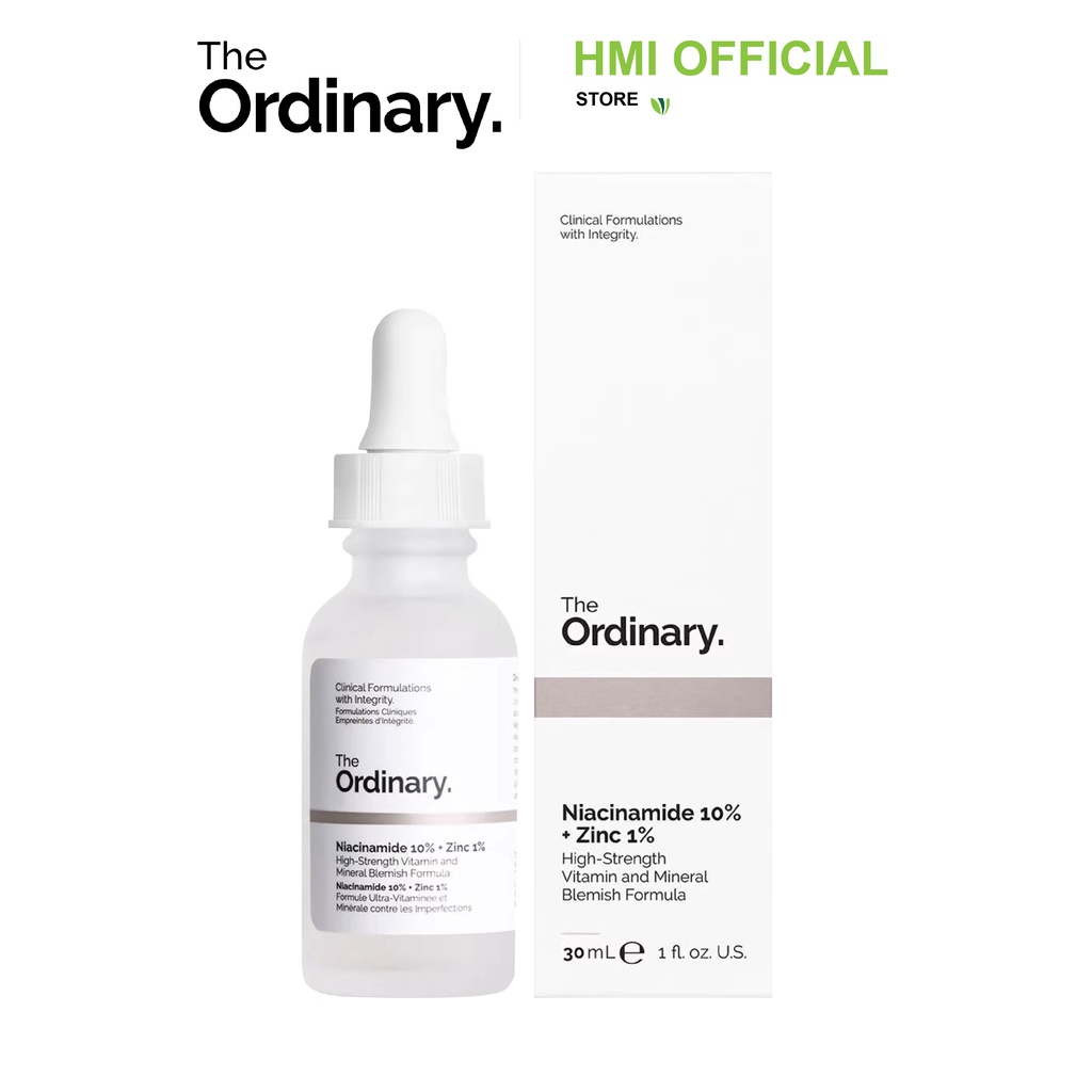 Serum The Ordinary Niacinamide 10% + Zinc 1% 30ml của Mỹ, giúp Cân Bằng Bã Nhờn Làm Sáng Da Thu Nhỏ Lỗ Chân Lông