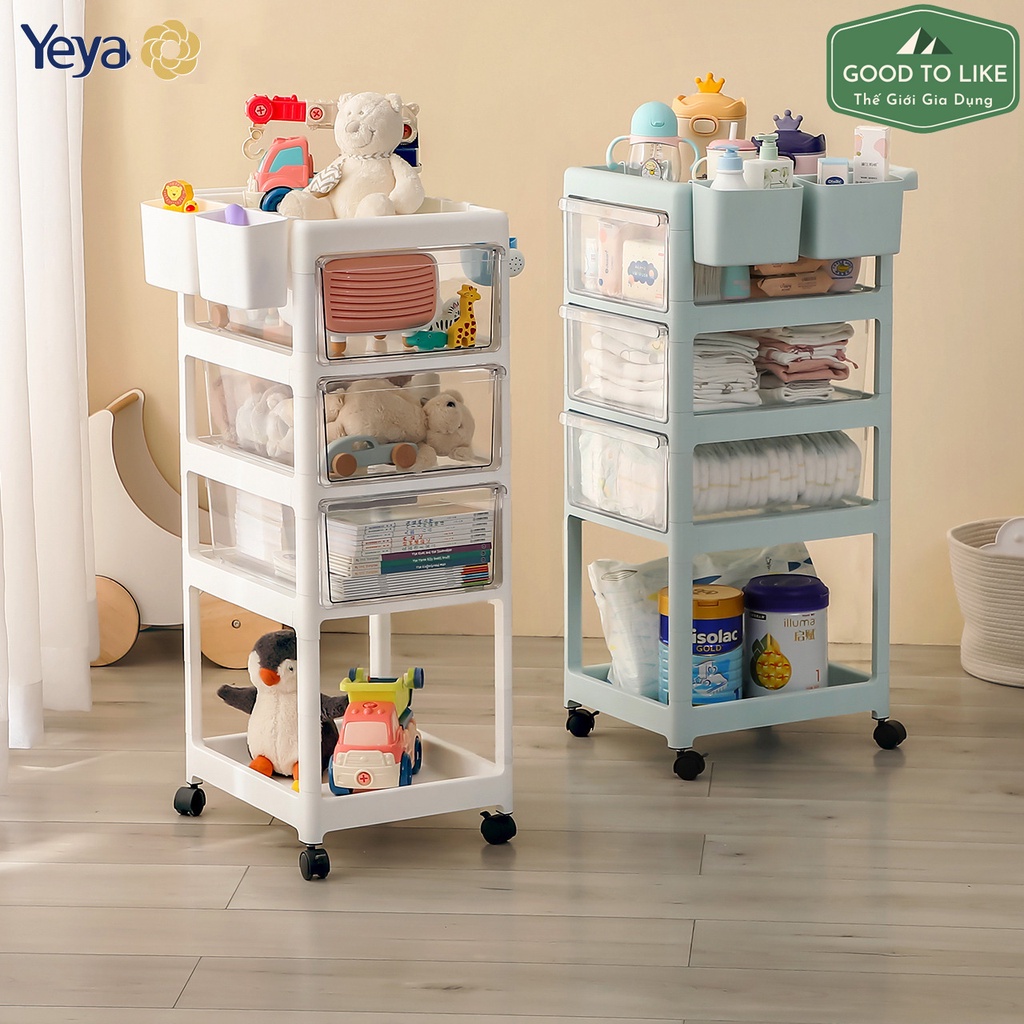 Kệ Để Đồ Sơ Sinh Đa Năng 4 Tầng Yeya Kết Hợp Giá Úp Bình Sữa Có Bánh Xe Siêu Tiện Lợi Cho Mẹ Và Bé.Xe Đựng Đồ Sơ Sinh