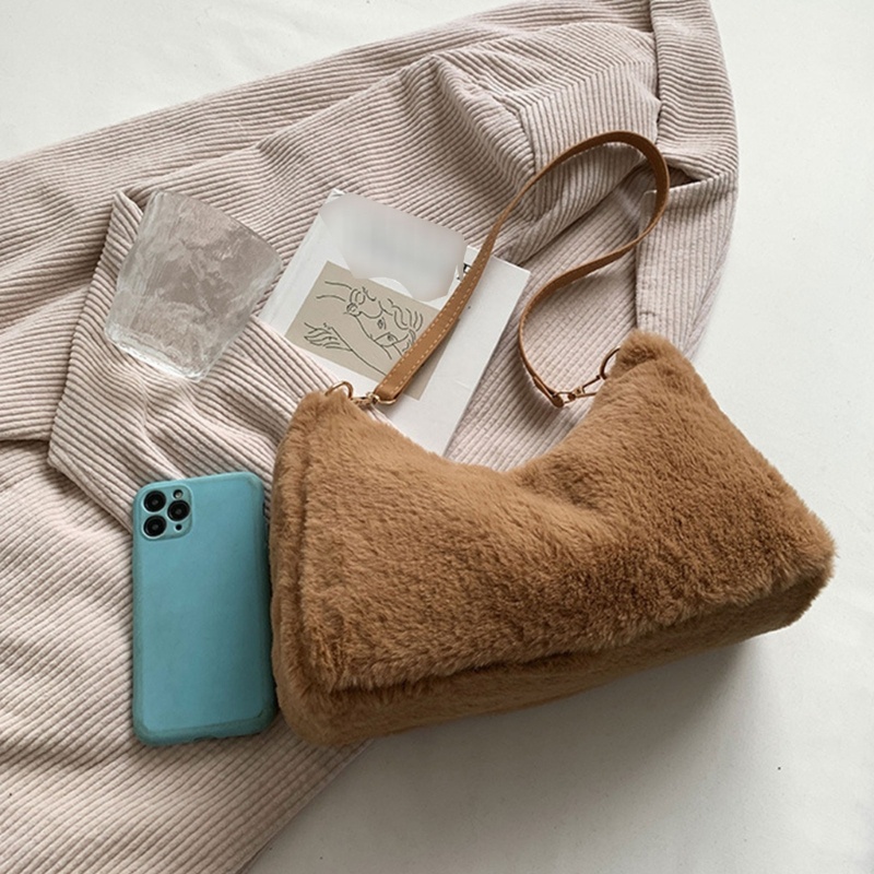 Túi Xách Tay Phối Lông Xù Dễ Thương Dành Cho Nữ