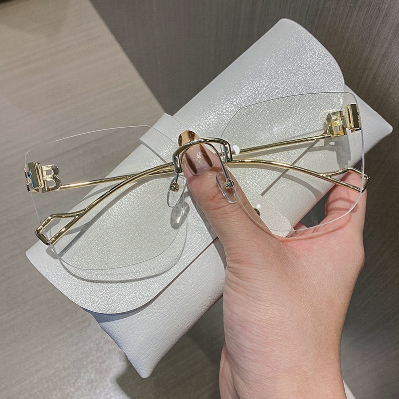 (JIUERBA) Kính Râm Nữ Không Gọng Kim Loại Phong Cách Vintage Oversized Chống Tia UV Thời Trang Năm 2021