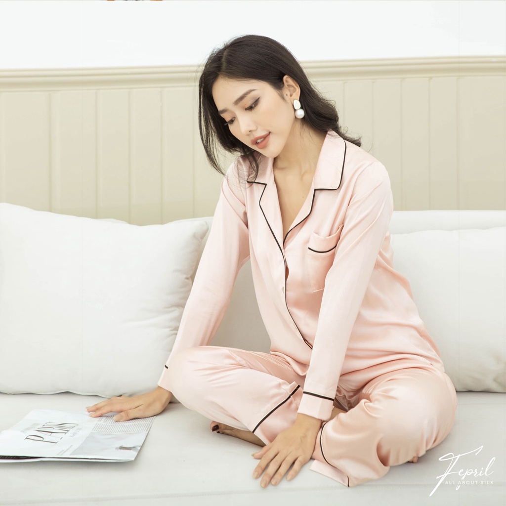 Đồ ngủ mặc nhà Pyjamas lụa tay dài quần dài FEPRIL Long Sleeves