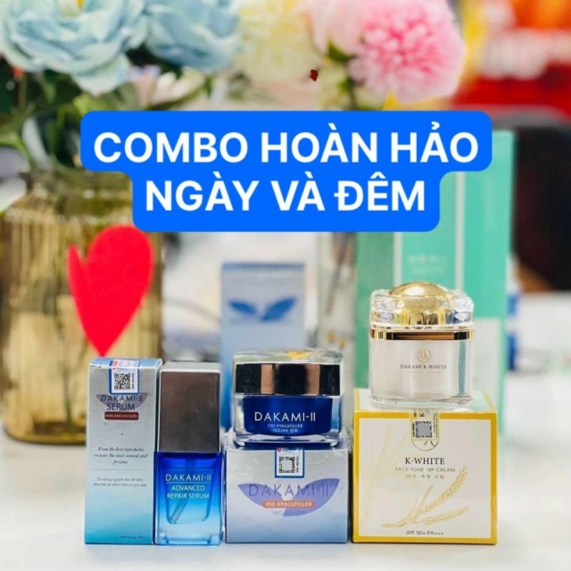 Combo trọn bộ kem ngày, kem đêm Dakami tặng serum