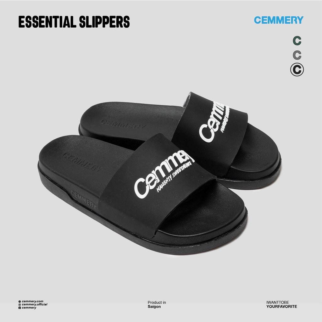 Dép Quai Ngang LocalBrand Cemmery ESSENTIAL SLIPPERS, Dép Unisex nam nữ 3 Color