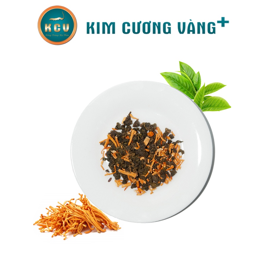 Trà Ô Long Đông Trùng Hạ Thảo Giải Độc Gan Kim Cương Vàng Hộp 110g