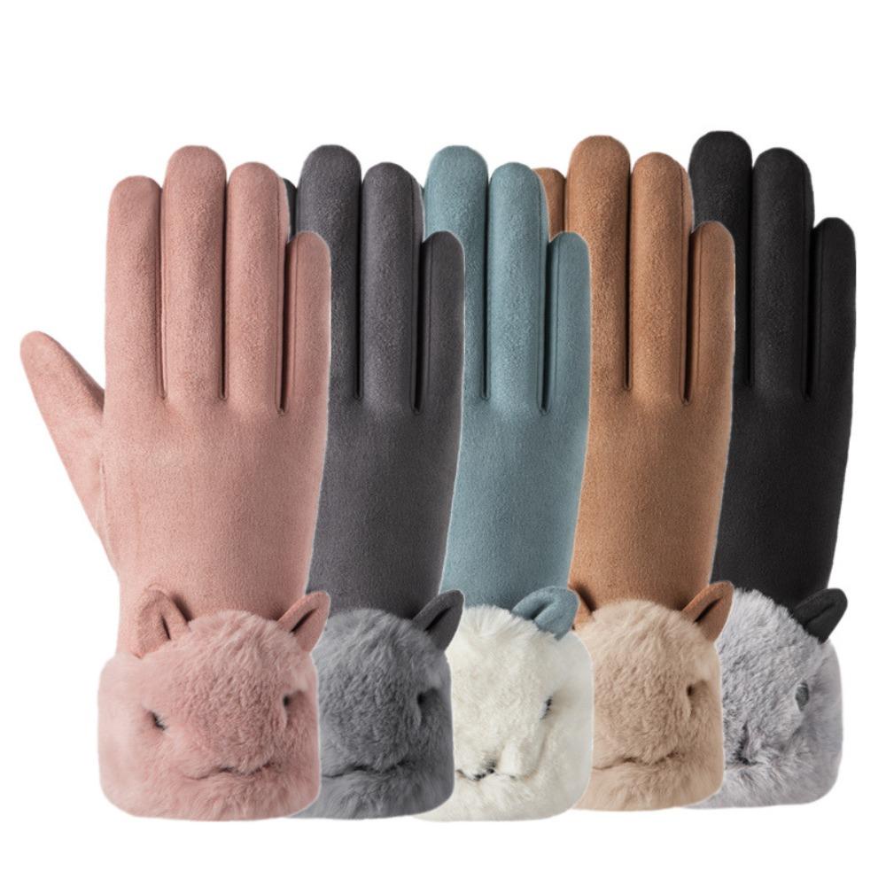 Đôi Găng Tay Giữ Ấm Mùa Đông Bằng Vải Bông Dày Dặn Có Thể Dùng Màn Hình Cảm Ứng Thời Trang