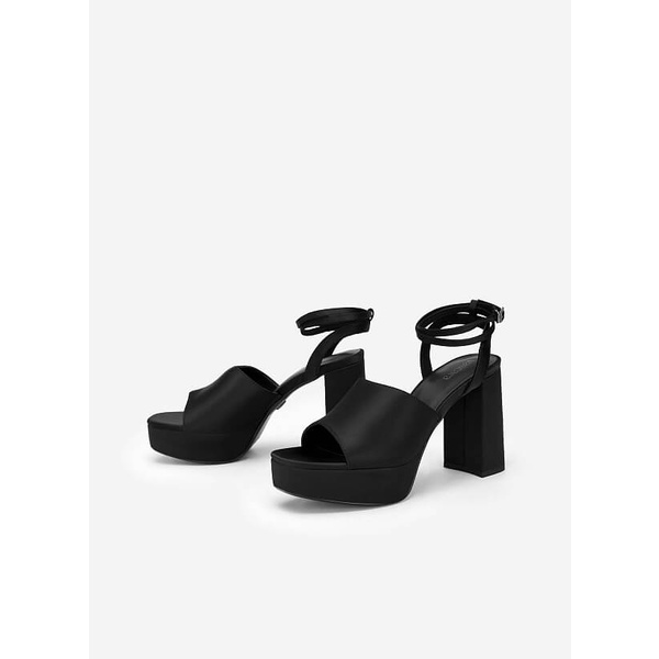 Vascara GIÀY PLATFORM SANDAL SATIN KIỂU DOUBLE ANKLE STRAP - SDN 0729 - MÀU ĐEN