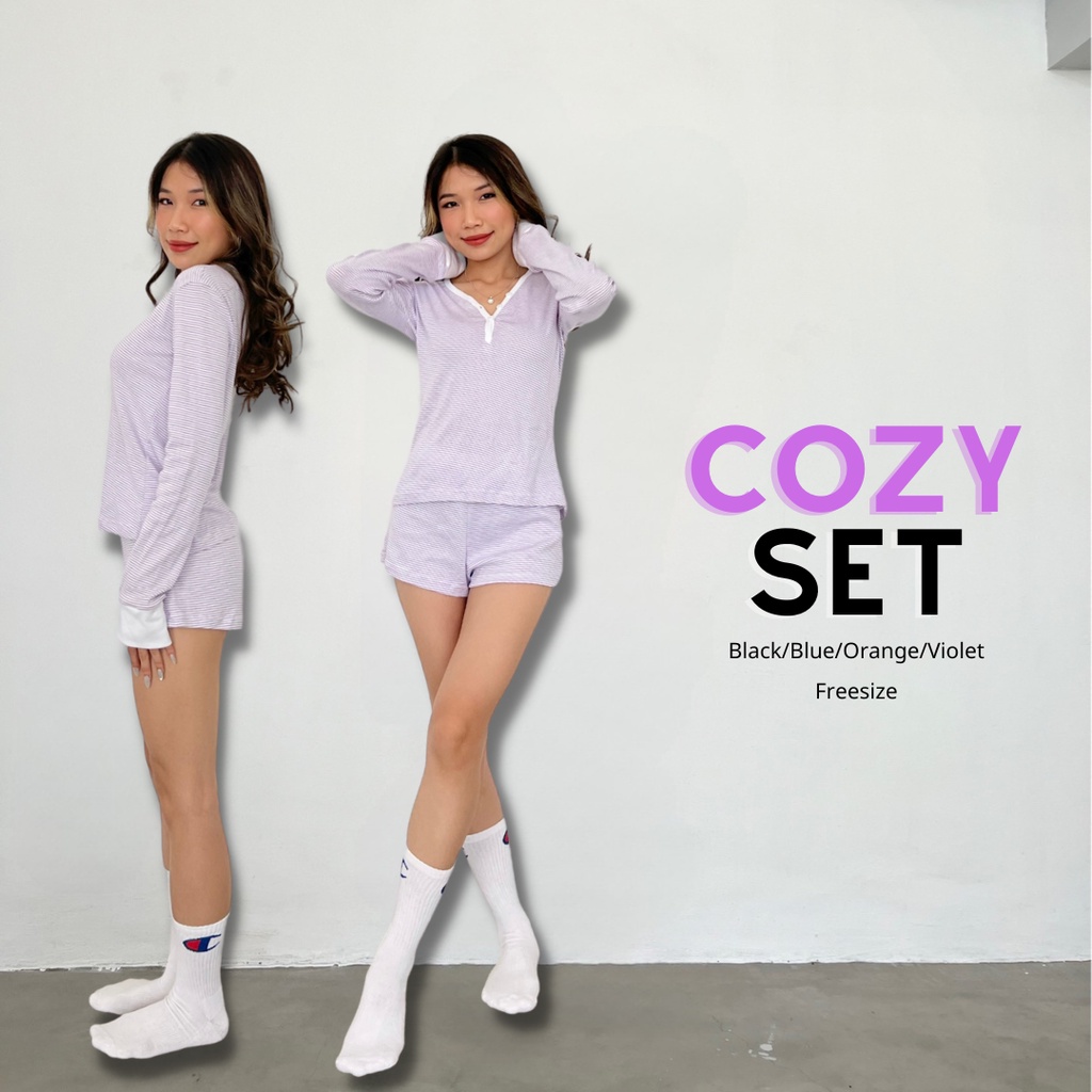 Nguyên bộ quần và áo sọc ngang nhiều màu Cozy Set LOVEKIUTEE