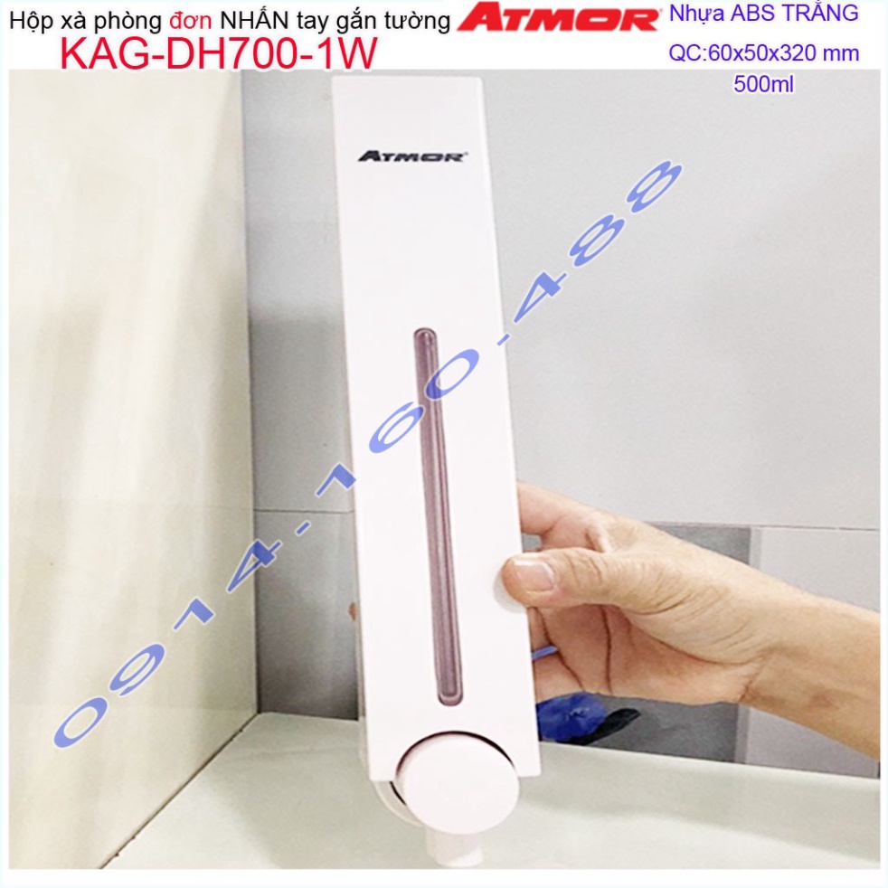 Hộp nhấn xà phòng Atmor KAG-DH7001W-white trắng, bình xịt xà bông 500ml thiết kế sang trọng nhấn êm siêu bền
