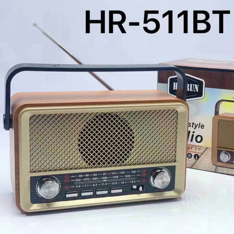 Đài radio AM/FM phong cách hoài cổ điển Hairun HR-510BT/HR-511BT . Loa có kết hợp BLUETOOTH USB THẺ NHỚ ̉