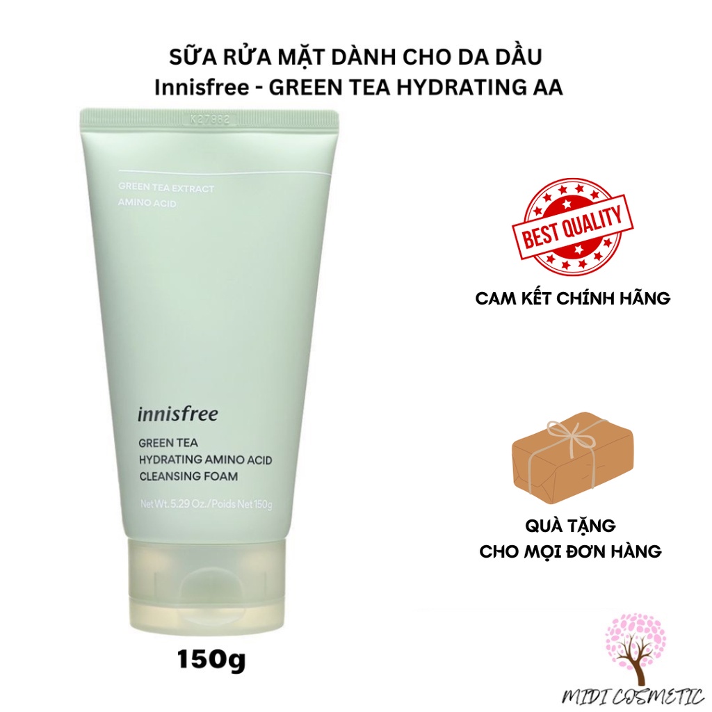 Sữa Rửa Mặt Trà Xanh Innisfree Green Tea Hydrating Amino Acid Cleansing Foam 150gram