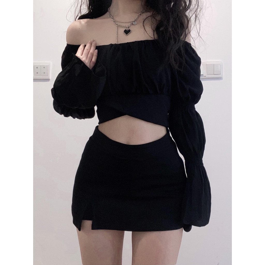 - MUA Ở GIỎ LIVE ĐỂ ÁP MÃ) Quà tặng sinh nhật,bạn gái,cho nữ,tết Áo croptop trễ vai thắt nơ tiểu thư