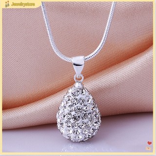 (jewelrystore) Dây chuyền nữ mạ bạc mặt hình giọt nước đính đá sang trong