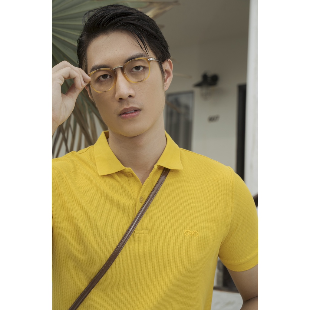 Áo Polo Americus Gosani Logo Bạch Dương Màu Đen Và Vàng Tươi