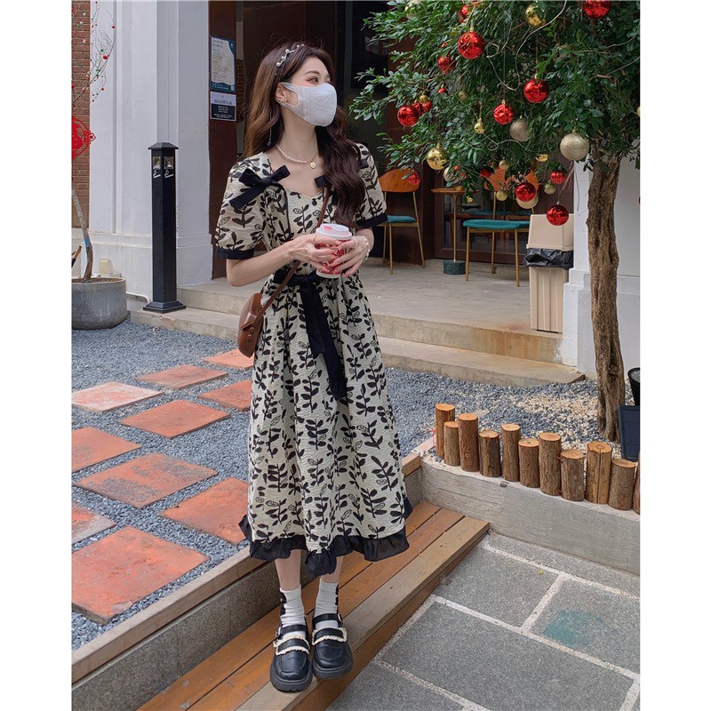 Đầm Hoa Mùa Hè Phong Cách Hepburn Pháp Thiết Kế Mới Cho Nữ