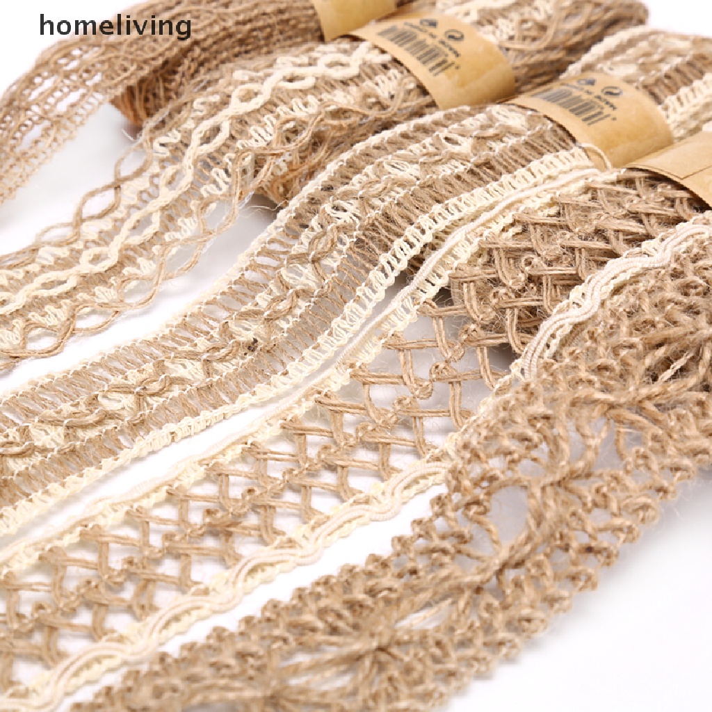 Cuộn Dây Ruy Băng Vải Bố Phối Ren Dài 2M Dùng Trang Trí Tiệc Cưới DIY